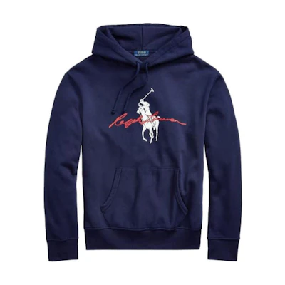 Polo Ralph Lauren Logo Print Hoodie Navy Blue Pullover Sweatshirt. 710839053-001