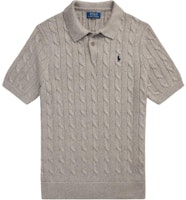 Polo Ralph Lauren Logo Ribbed Knit Oversized Polo Shirt Grey. 710917050007 Polo Ralph Lauren Logo Ribbed Knit Oversized Polo Shirt Grey. 710917050007