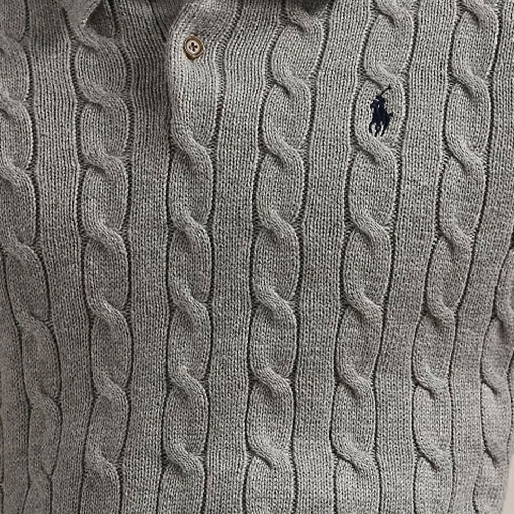 Details for Polo Ralph Lauren Logo Ribbed Knit Oversized Polo Shirt  Grey. 710917050007