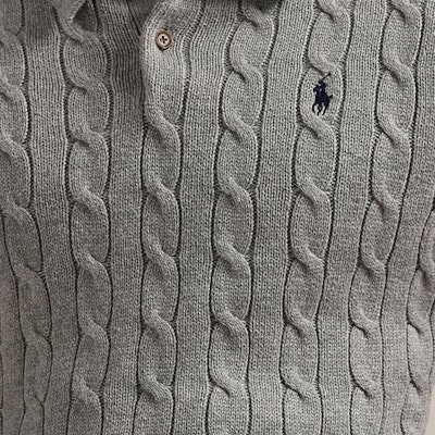 Polo Ralph Lauren Logo Ribbed Knit Oversized Polo Shirt Grey. 710917050007 Details for Polo Ralph Lauren Logo Ribbed Knit Oversized Polo Shirt Grey. 710917050007