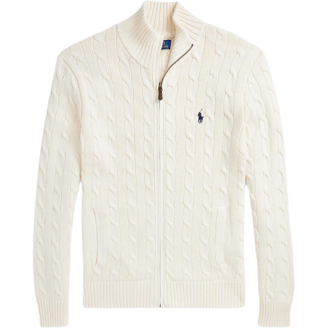 Polo Ralph Lauren Logo Stand Collar Beige Long Sleeve Sweater for Men MNPOSWE16821956101