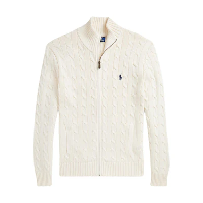 Polo Ralph Lauren Logo Stand Collar Beige Long Sleeve Sweater for Men MNPOSWE16821956101