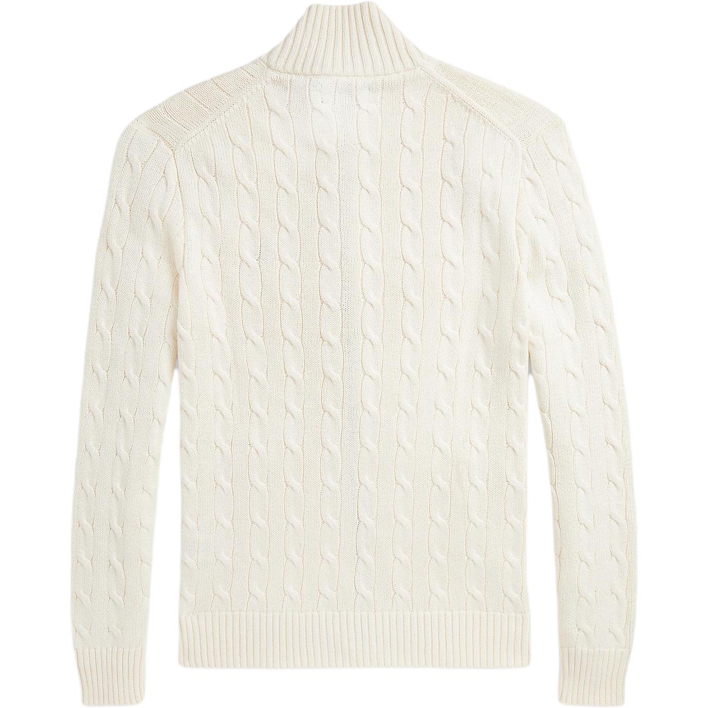 Lookbook Polo Ralph Lauren Logo Stand Collar Beige Long Sleeve Sweater for Men MNPOSWE16821956101