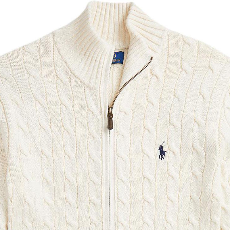 Shop Polo Ralph Lauren Logo Stand Collar Beige Long Sleeve Sweater for Men MNPOSWE16821956101