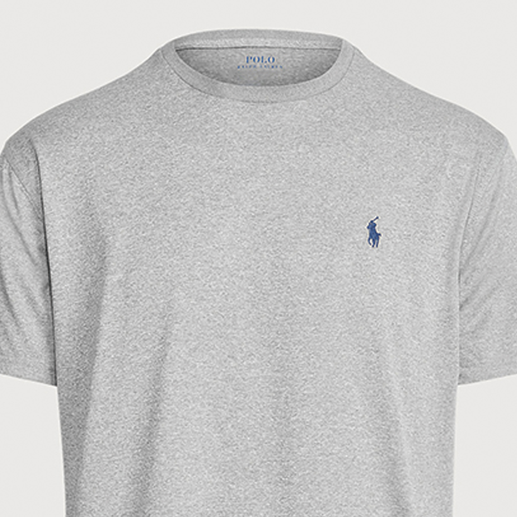 Shop Polo Ralph Lauren 男款灰色寬鬆刺繡小馬標圓領T恤 710867065-004