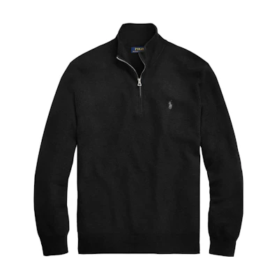Polo Ralph Lauren Men’s Black Half-Zip Sweater with Logo Embroidery Design 710697637-023