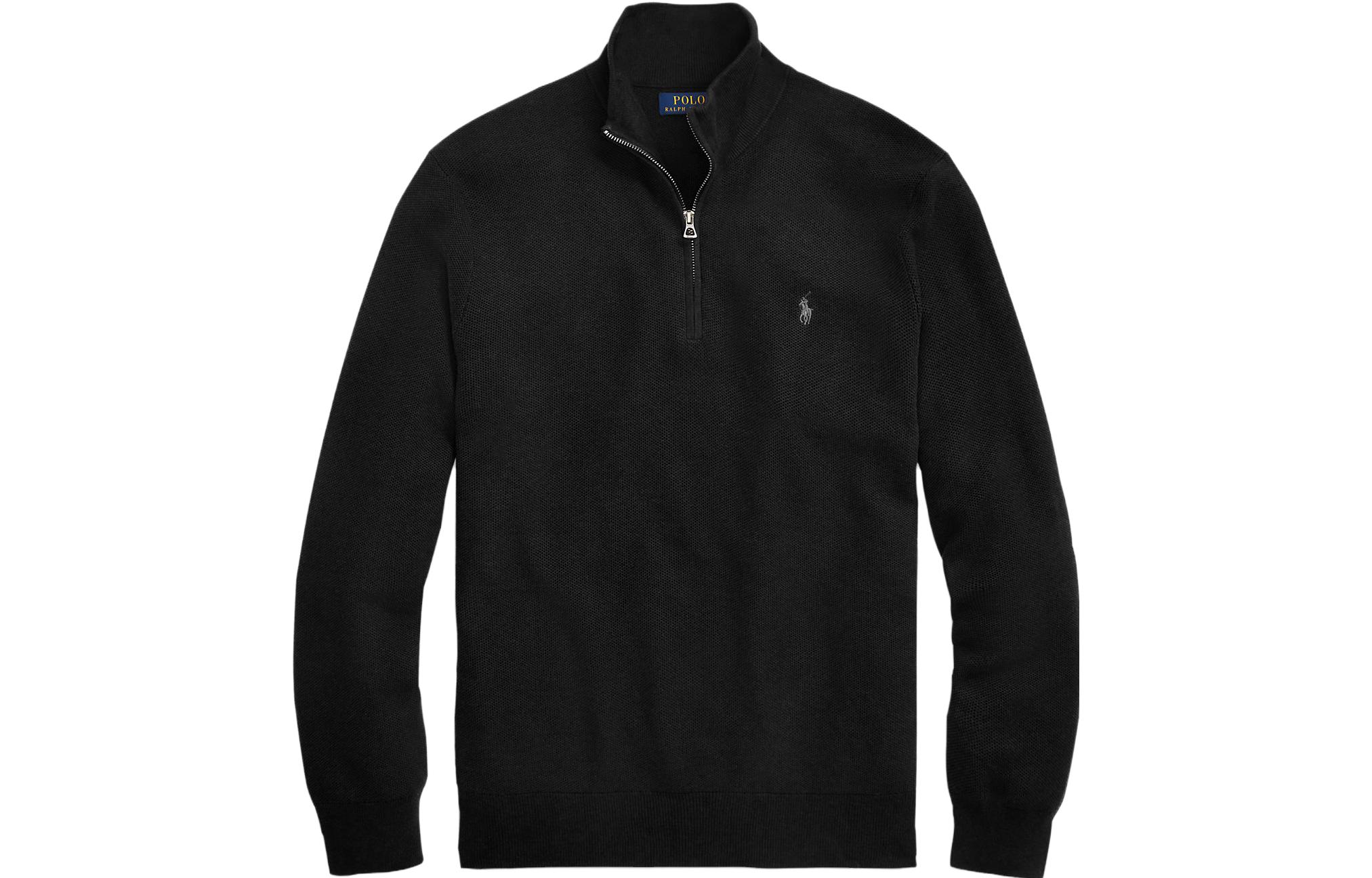 Order Polo Ralph Lauren 男士黑色半拉鍊毛衣，附刺繡標志設計 710697637-023