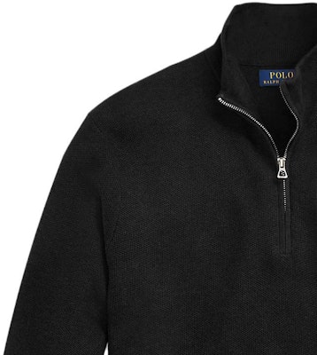 Polo Ralph Lauren 男士黑色半拉鍊毛衣,附刺繡標志設計 710697637-023 Purchase Polo Ralph Lauren 男士黑色半拉鍊毛衣,附刺繡標志設計 710697637-023