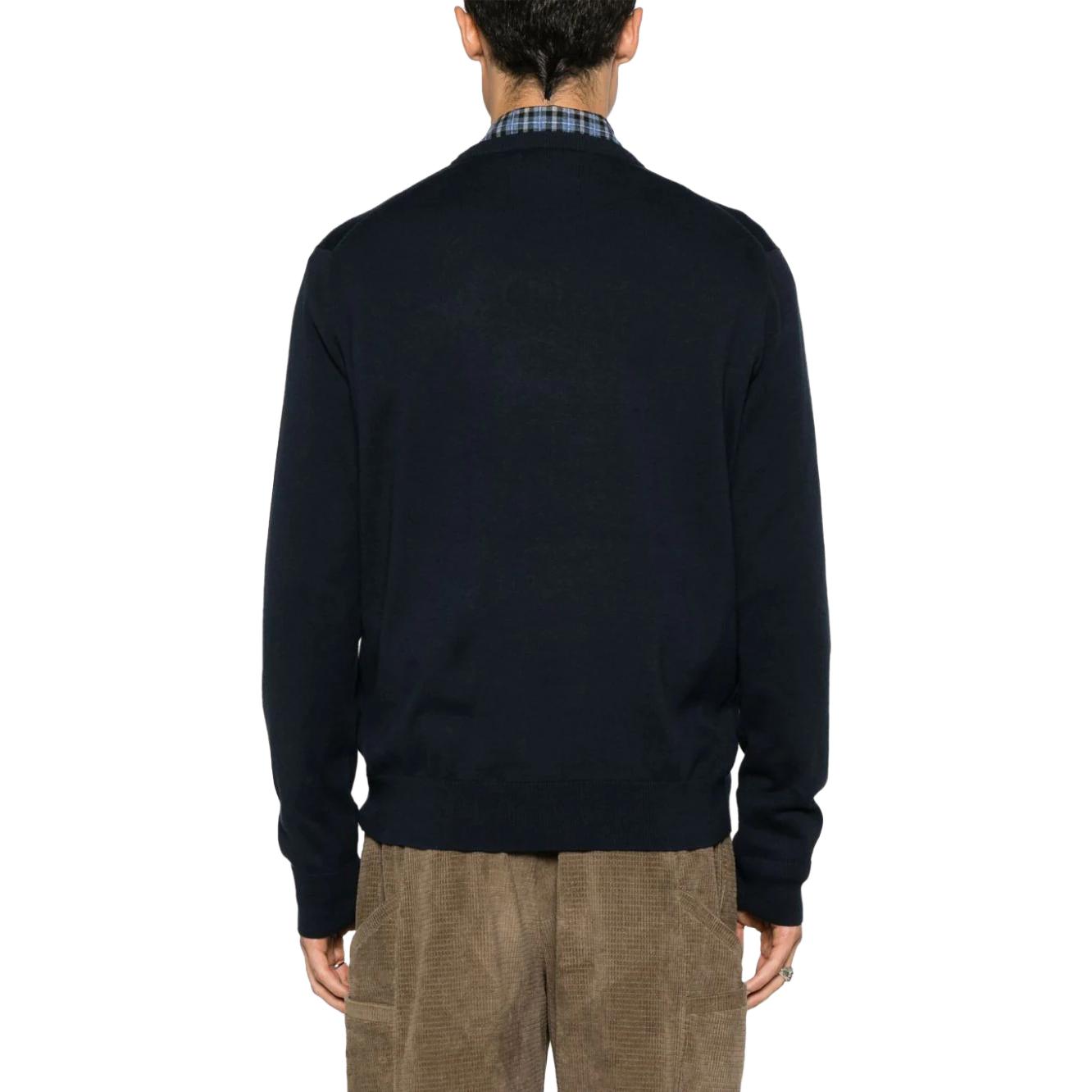 Shop Polo Ralph Lauren 男士海军蓝刺绣标志针织套头毛衣. 710919772-001