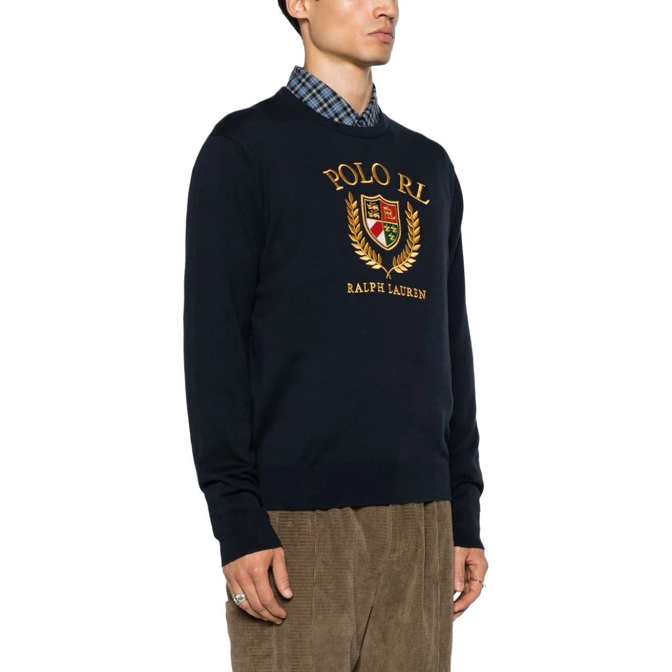 Purchase Polo Ralph Lauren 男士海军蓝刺绣标志针织套头毛衣. 710919772-001