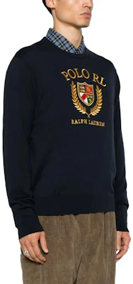 Polo Ralph Lauren 男士海军蓝刺绣标志针织套头毛衣. 710919772-001 Purchase Polo Ralph Lauren 男士海军蓝刺绣标志针织套头毛衣. 710919772-001