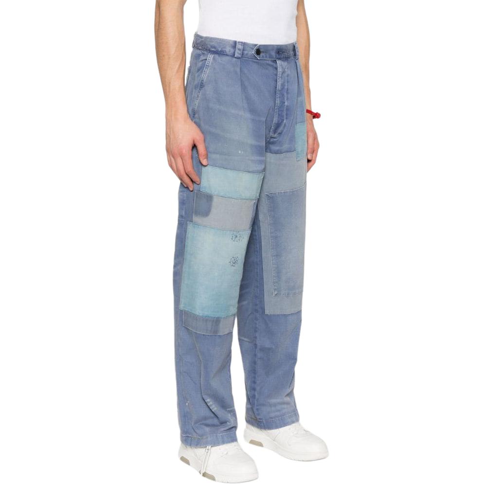 Purchase 폴로 랄프 로렌 남성 릴렉스 핏 패치워크 디스트레스 팬츠 라이트 블루. 710910720-001