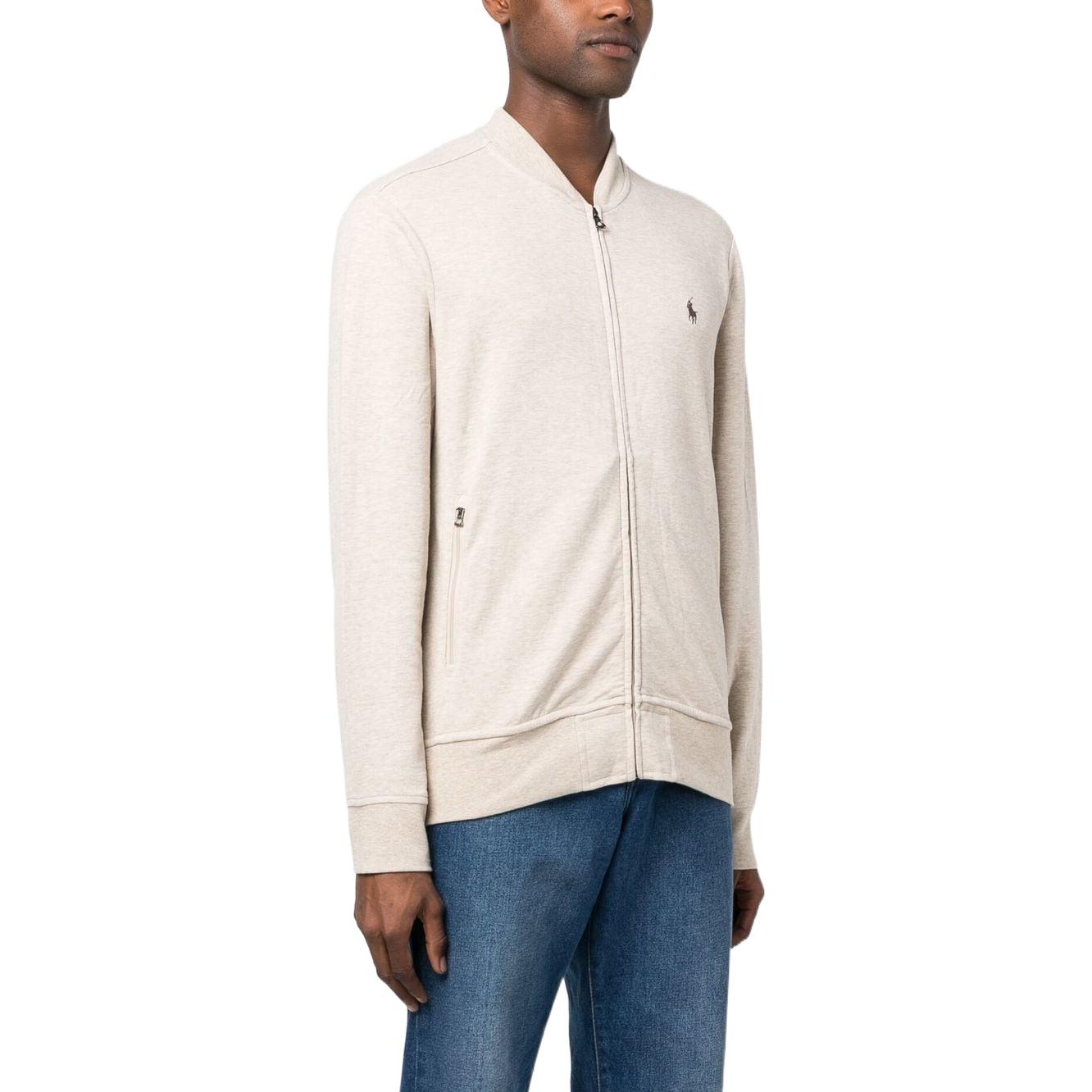 Purchase Polo Ralph Lauren Lelaki Sweater Zip Logo Sulam Solid Warna Putih Pudar. 710842844007