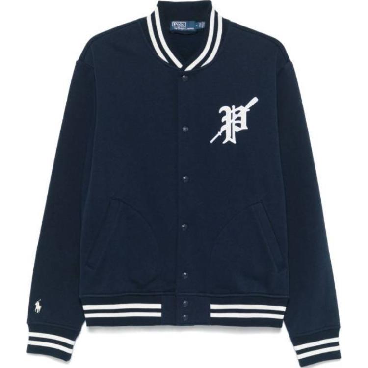 Polo Ralph Lauren Navy Blue Baseball Collar Letter Logo Patch Jacket Men. 710952067-001 圖 2
