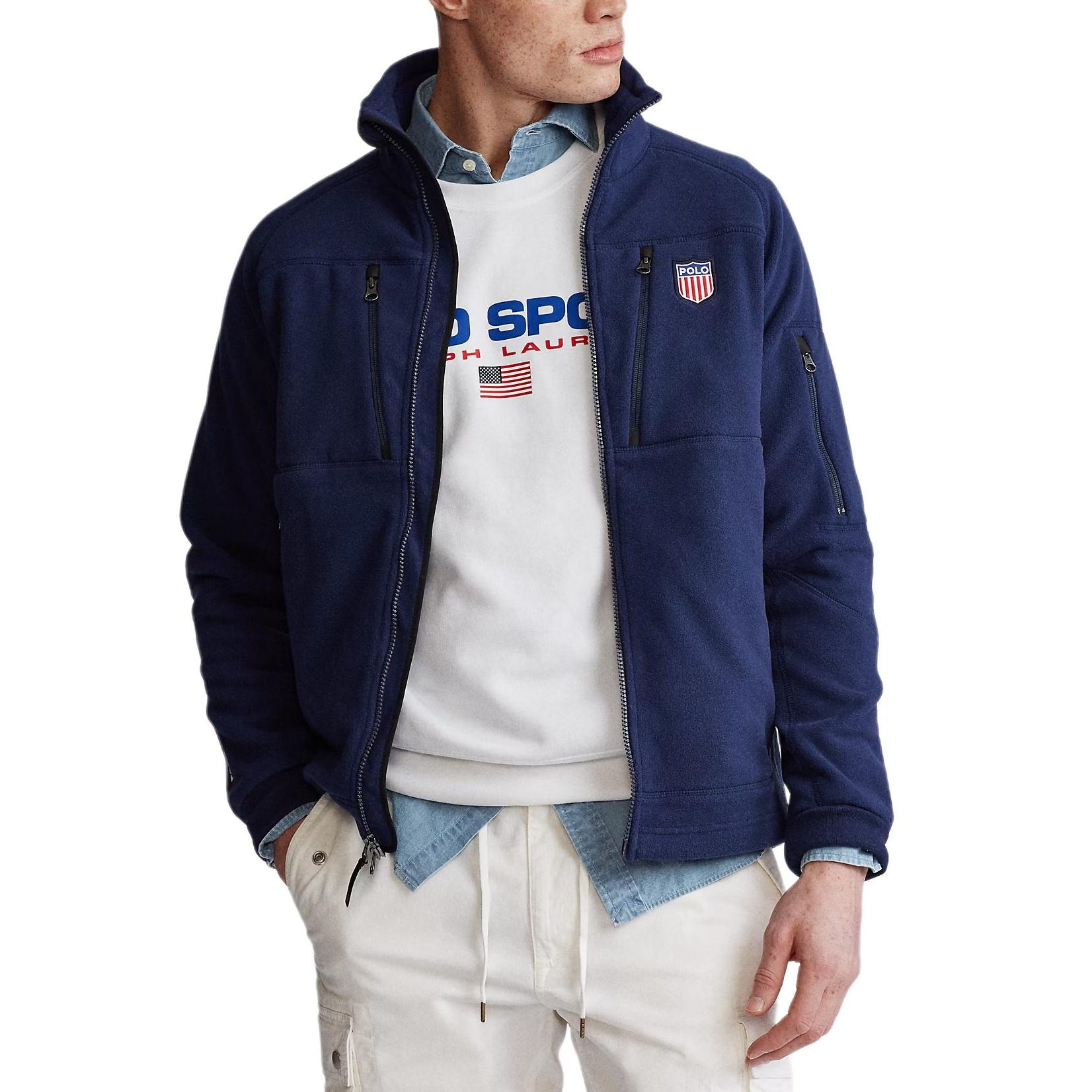 Polo Ralph Lauren Navy Blue Solid Fleece Long Sleeve Zip-Up Jacket MNPOKNI16820315-410 圖 3