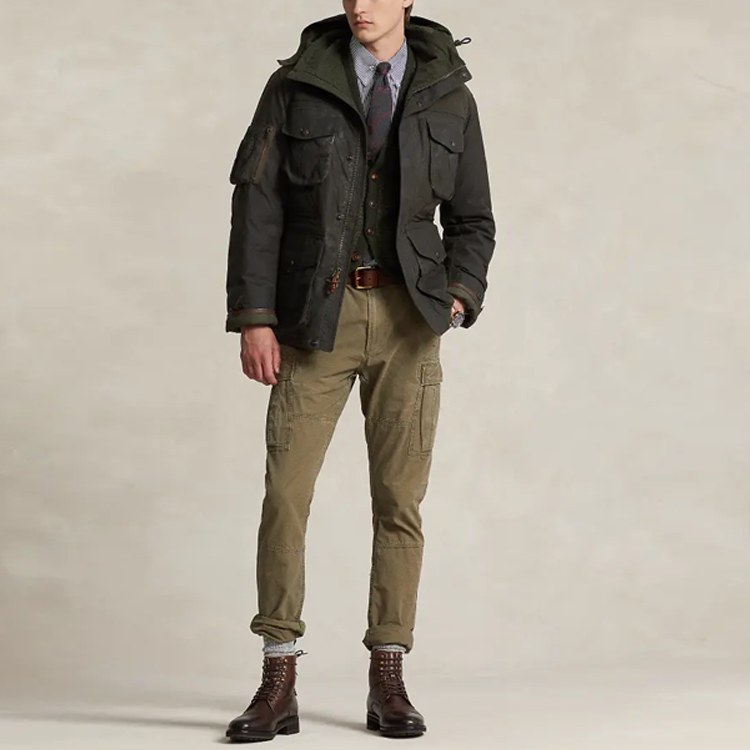 Polo Ralph Lauren Oilcloth Down Jacket Olive Green  Hooded Long Sleeve Coat MNPOOTW16021-233 圖 3