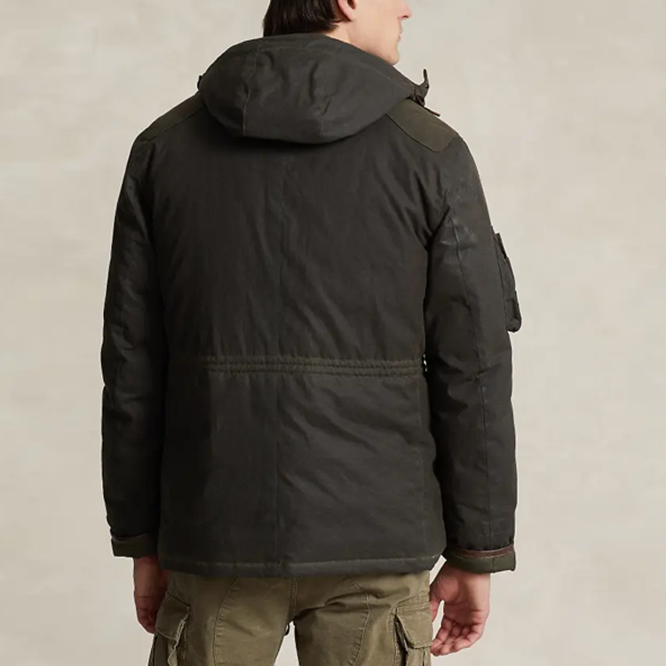 Polo Ralph Lauren Oilcloth Down Jacket Olive Green  Hooded Long Sleeve Coat MNPOOTW16021-233 圖 5