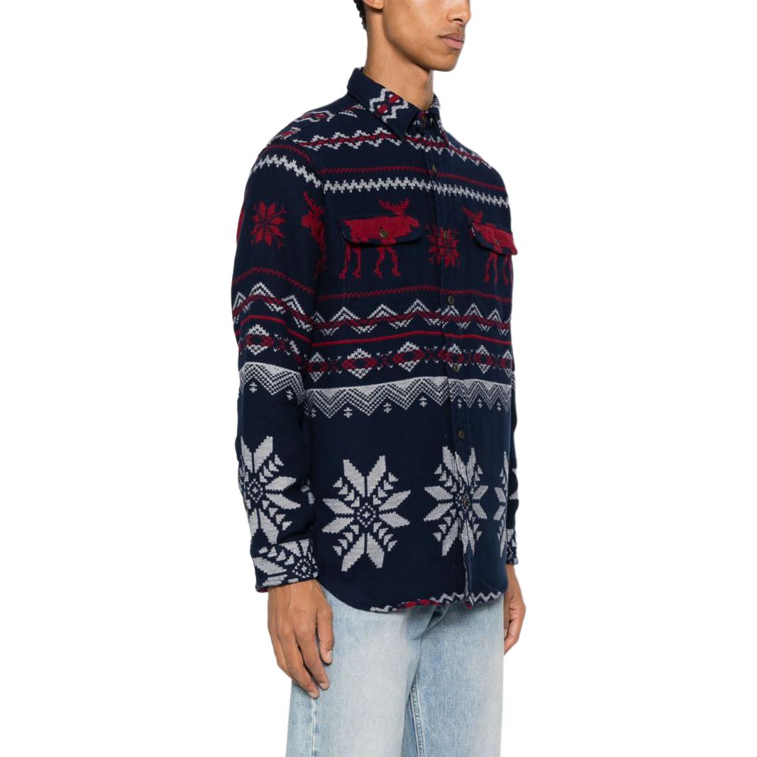 Purchase Polo Ralph Lauren 藍色圖案提花長袖襯衫 710918886-001