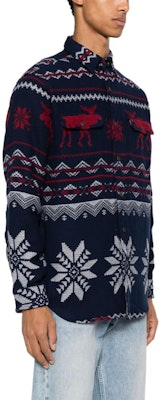 Polo Ralph Lauren 藍色圖案提花長袖襯衫 710918886-001 Purchase Polo Ralph Lauren 藍色圖案提花長袖襯衫 710918886-001