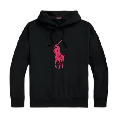 Polo Ralph Lauren Pink Pony Black Hoodie Loose Fit with Embroidered Logo. MNPOKNI16823819