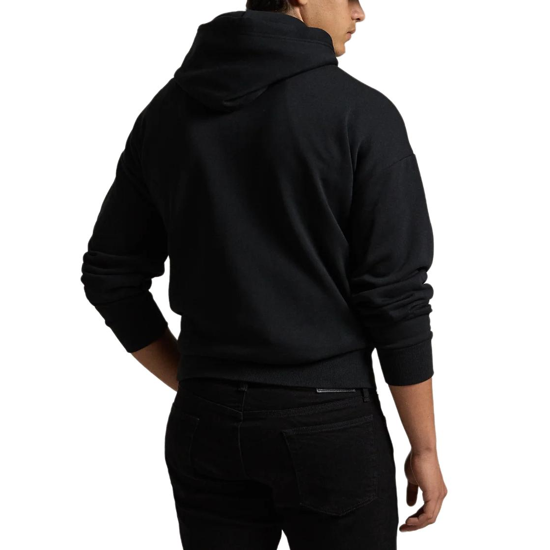 Shop Polo Ralph Lauren 粉色马标黑色连帽衫 宽松款 刺绣标志款式 MNPOKNI16823819