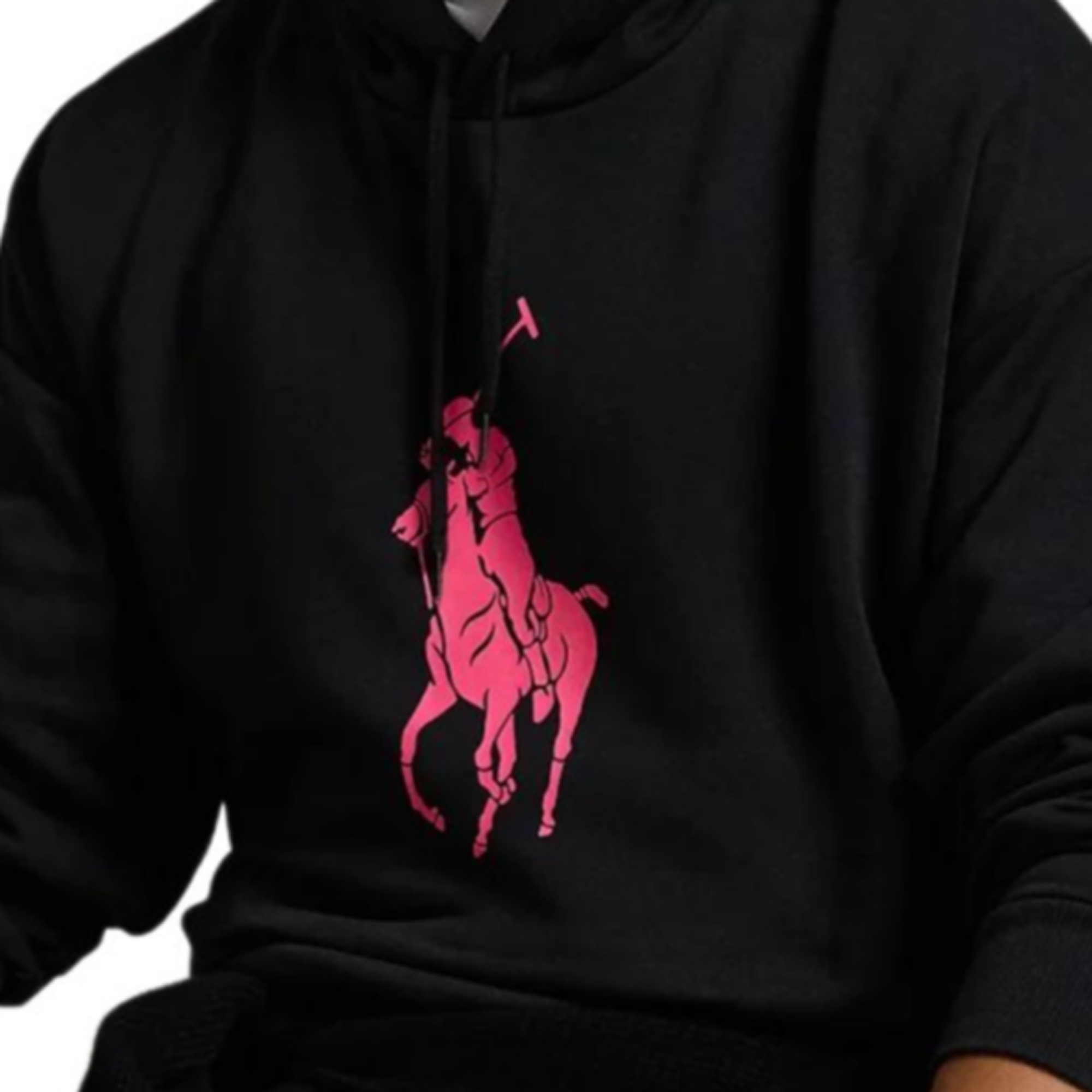 Sizing Polo Ralph Lauren 粉色马标黑色连帽衫 宽松款 刺绣标志款式 MNPOKNI16823819