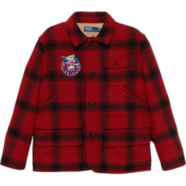 Polo Ralph Lauren Plaid Logo Badge Single-Breasted Jacket Red 710949232-001