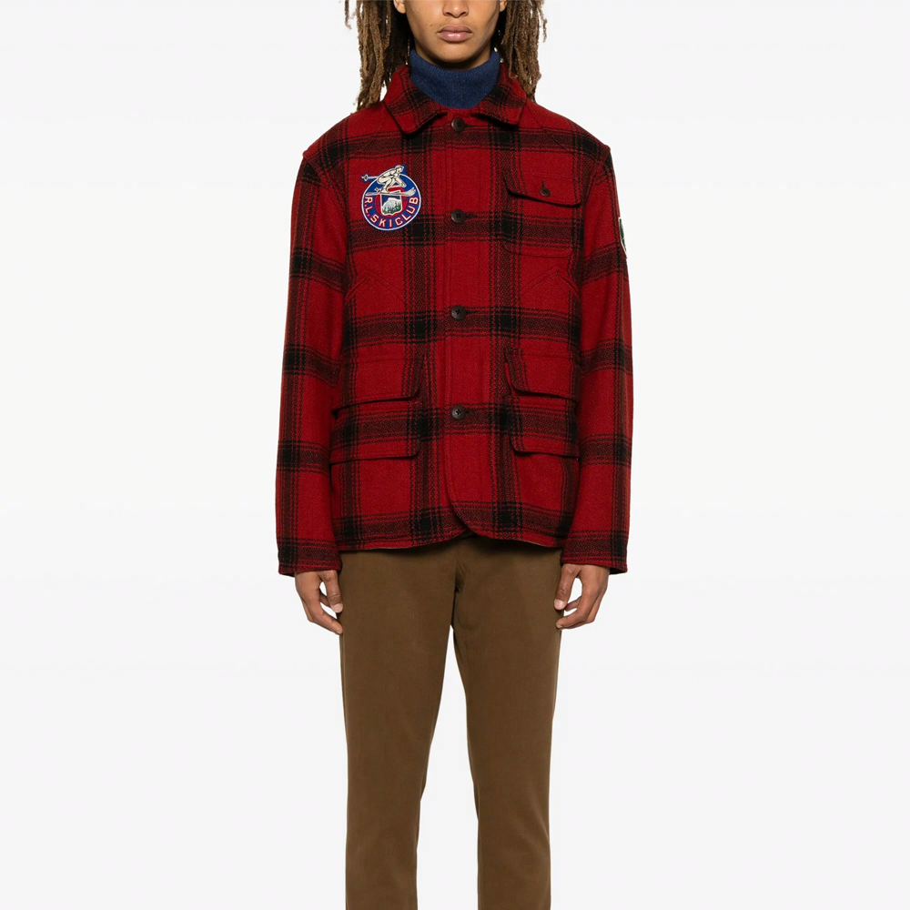 Lookbook Polo Ralph Lauren 格紋Logo徽章單排扣外套 紅色 710949232-001