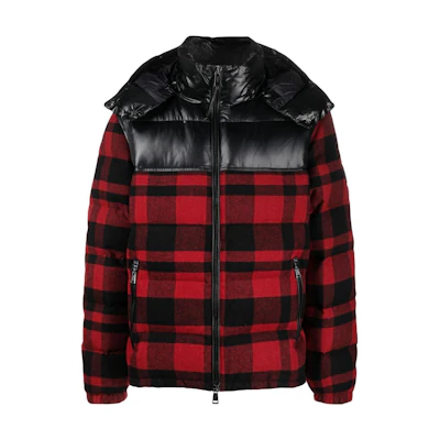 Polo Ralph Lauren Plaid Zip-Up Hooded Down Jacket Men’s Black Red. 710908596-002