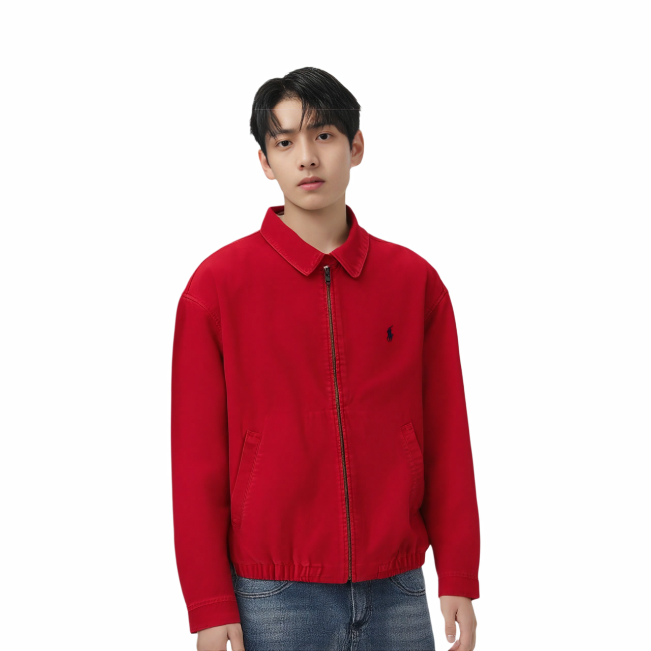 Lookbook Polo Ralph Lauren 紅色寬鬆版拉鍊棉質外套 MNPOOTW16021669-RED
