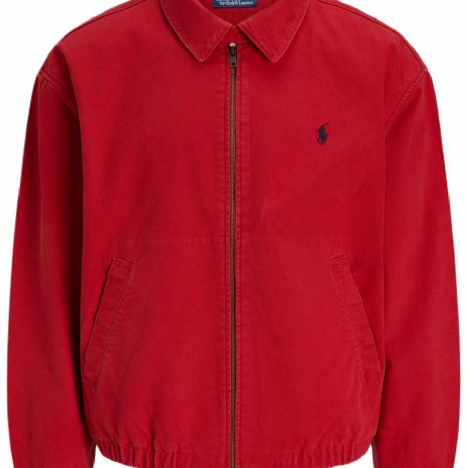 Shop Polo Ralph Lauren 紅色寬鬆版拉鍊棉質外套 MNPOOTW16021669-RED