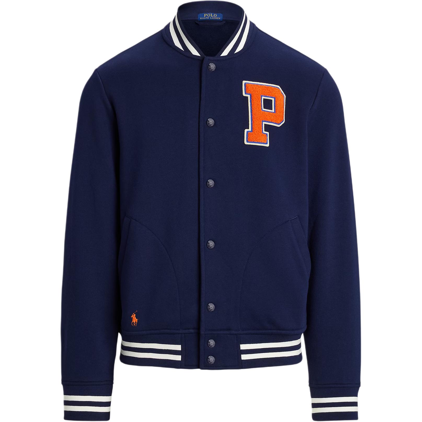 Polo Ralph Lauren RL Fleece Navy Baseball Jacket Embroidered Outerwear 710959022001