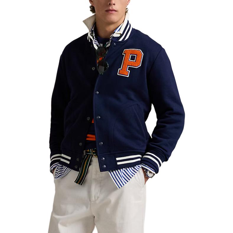 Shop Polo Ralph Lauren RL Fleece Navy Jaket Baseball Bordir Outerwear 710959022001