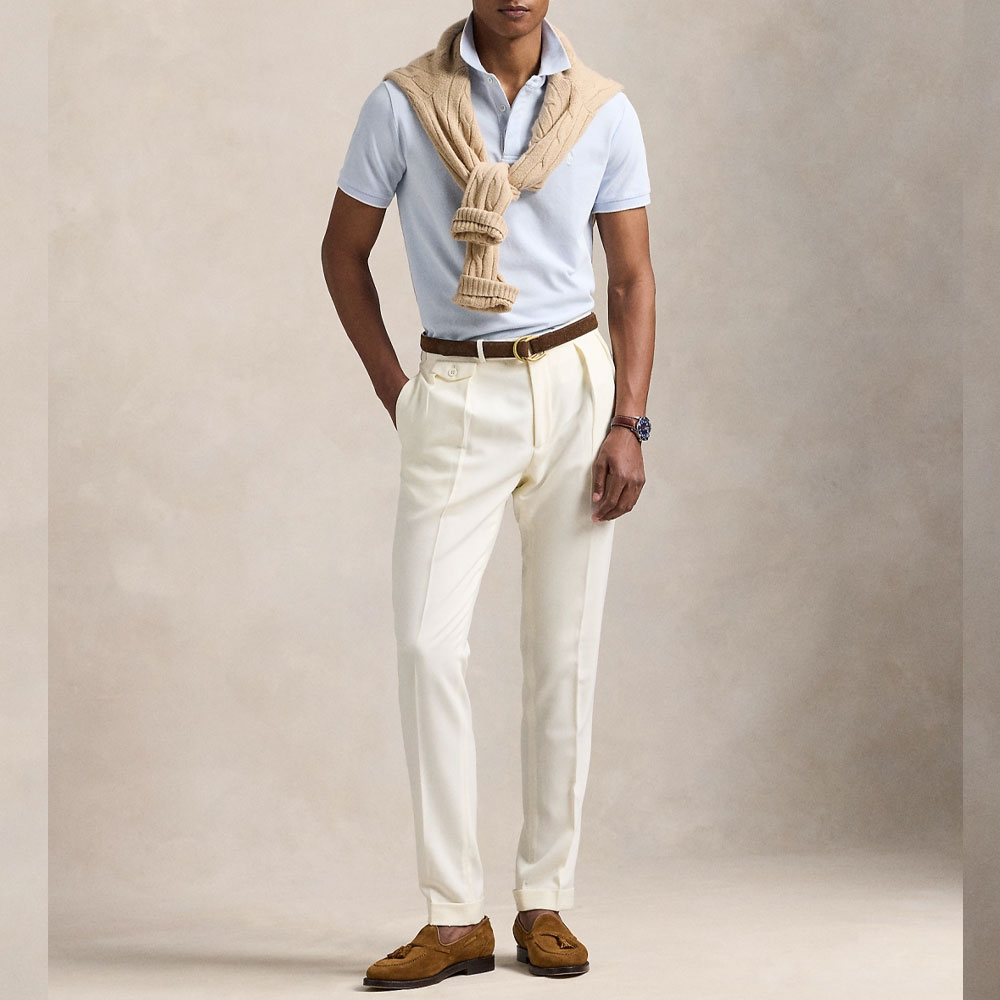 Polo Ralph Lauren Slim Fit Contrast-Trim Classic Blue Short Sleeve Polo Shirt Men MNPOKNI1N823368 圖 5