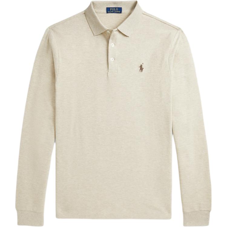 Order Polo Ralph Lauren Slim Fit Embroidered Long Sleeve Polo Shirt Sand Dune Mens. MNPOKNI16823992-020