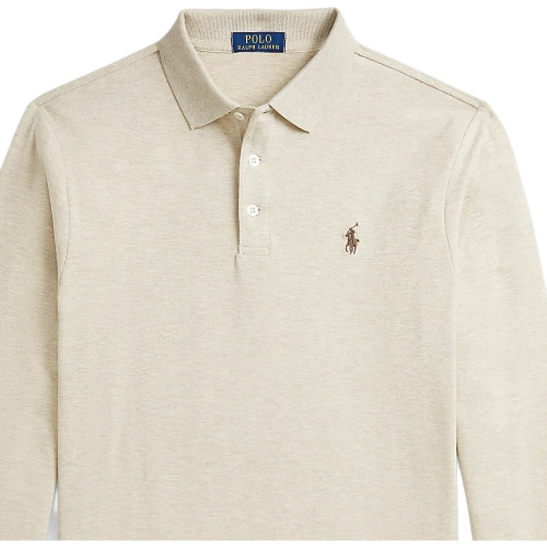 Details for Polo Ralph Lauren Slim Fit Embroidered Long Sleeve Polo Shirt Sand Dune Mens. MNPOKNI16823992-020