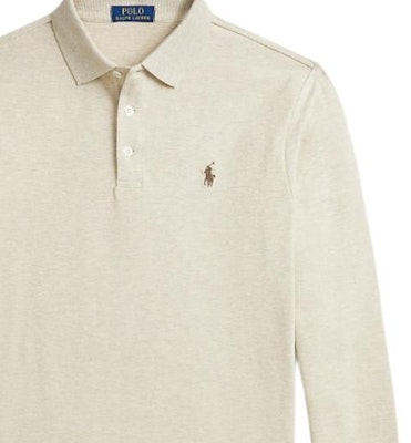 Polo Ralph Lauren Slim Fit Embroidered Long Sleeve Polo Shirt Sand Dune Mens. MNPOKNI16823992-020 1