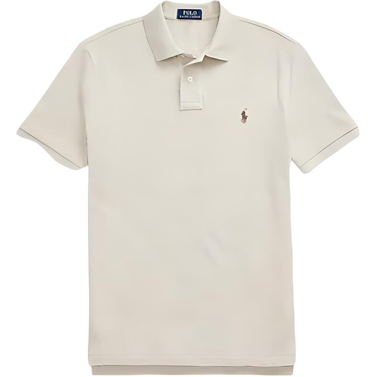 Order Polo Ralph Lauren Slim Fit Embroidered Pony Short Sleeve Polo Shirt Beige Men 710557751-048