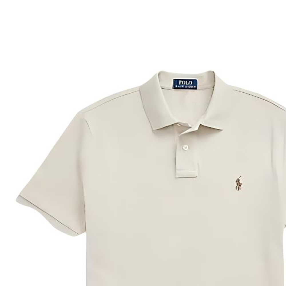 Shop Polo Ralph Lauren Slim Fit Embroidered Pony Short Sleeve Polo Shirt Beige Men 710557751-048