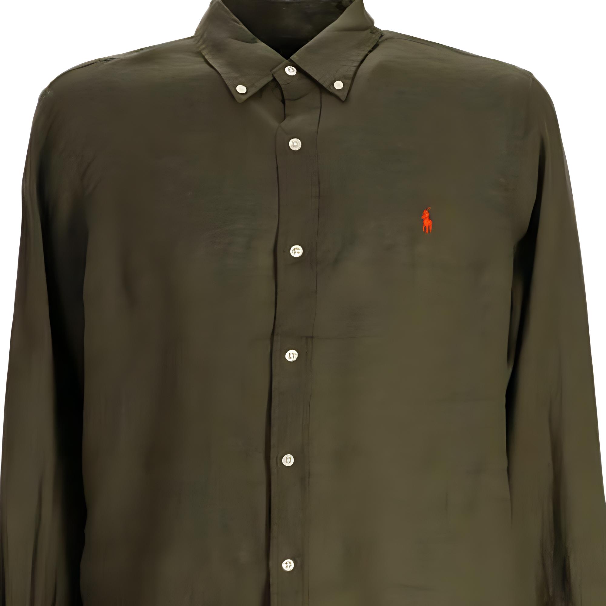 Polo Ralph Lauren Slim Fit Green Long Sleeve Shirt with Embroidered Logo for Men. 710966294-004 圖 6