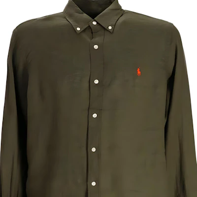 Polo Ralph Lauren Slim Fit Green Long Sleeve Shirt with Embroidered Logo for Men. 710966294-004 Details for Polo Ralph Lauren Slim Fit Green Long Sleeve Shirt with Embroidered Logo for Men. 710966294-004