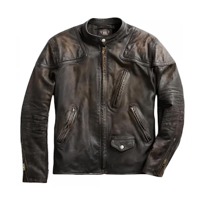 Polo Ralph Lauren Slim Fit Leather Moto Jacket Black Zip-up Outerwear. MNRROTW16020-032