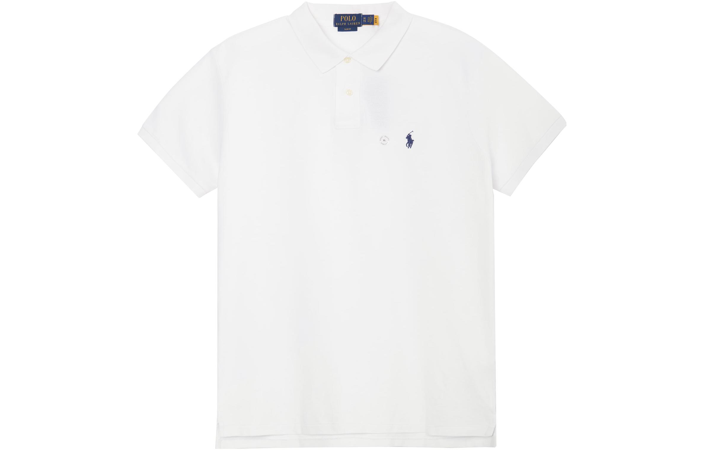 Polo Ralph Lauren Slim Fit Logo Embroidered Short Sleeve Polo Shirt Men White 710548797-001