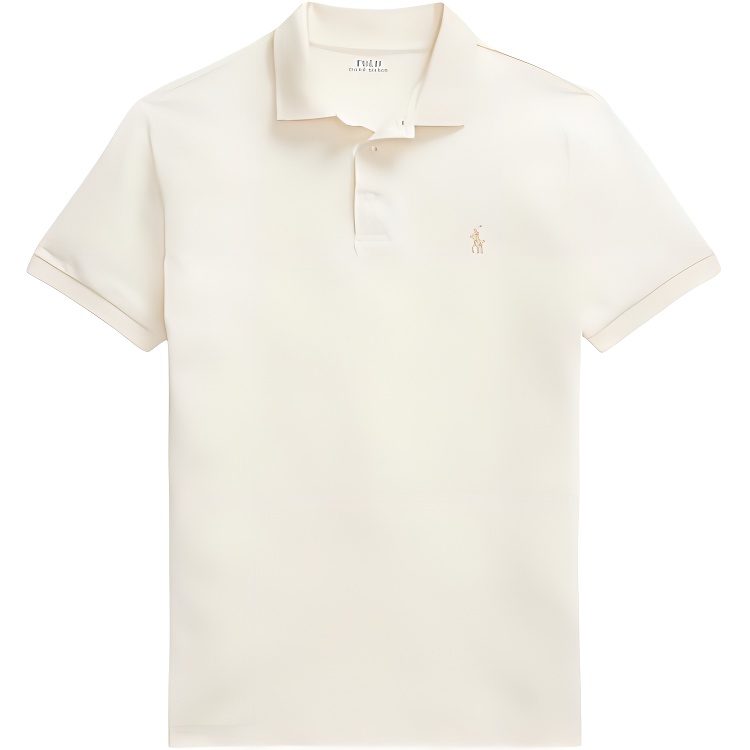 Polo Ralph Lauren Slim Fit Short Sleeve Button Polo Shirt Cream MNPOKNI1N823385-101