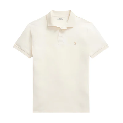 Polo Ralph Lauren Slim Fit Short Sleeve Button Polo Shirt Cream MNPOKNI1N823385-101