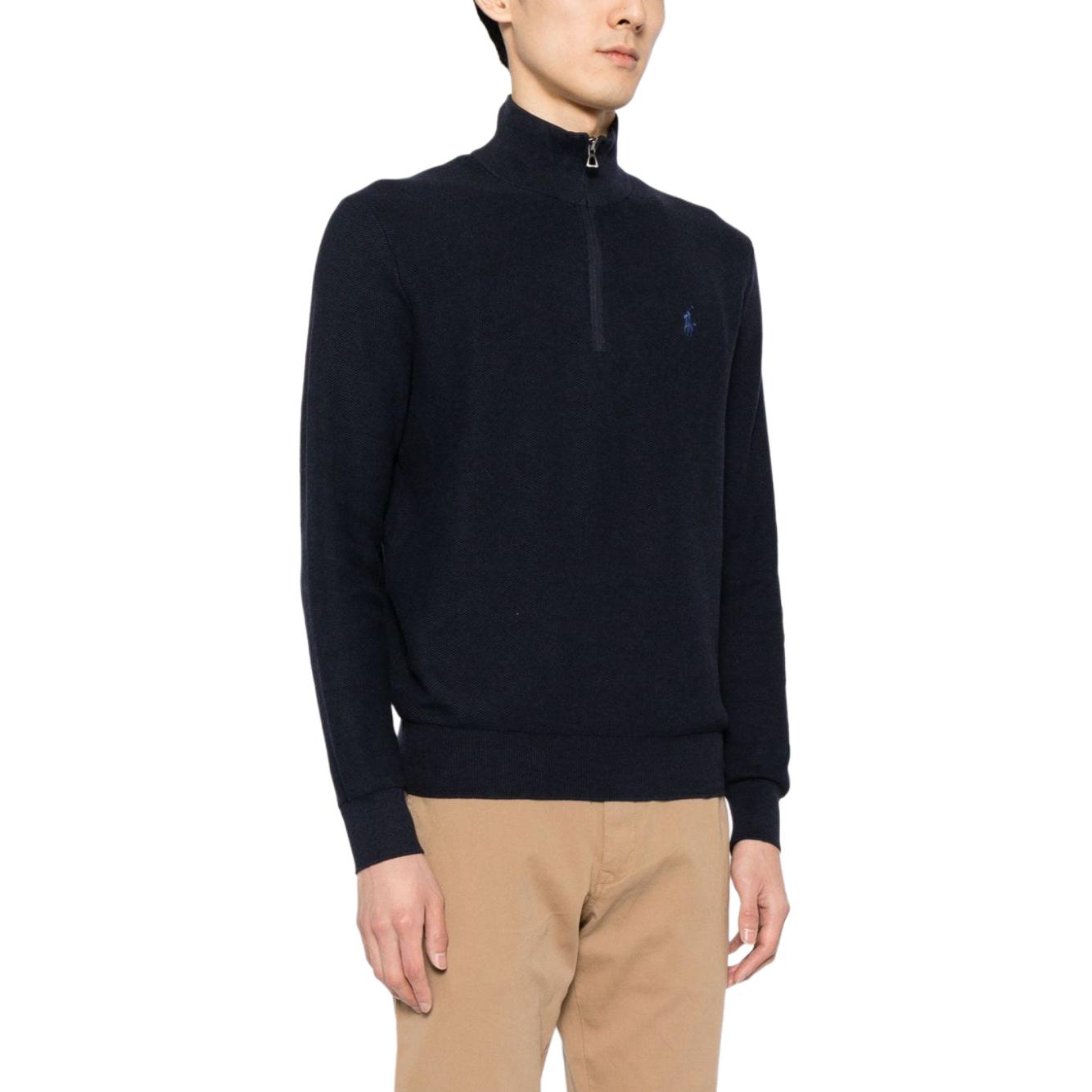 Purchase Jersey Polo Ralph Lauren Slim Fit Azul de Media Cremallera y Manga Larga 710932304-001