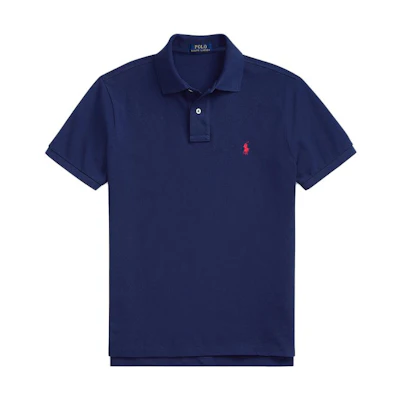 Polo Ralph Lauren Slim Fit Solid Logo Embroidered Polo Shirt Blue MNPOKNI1N820345-400
