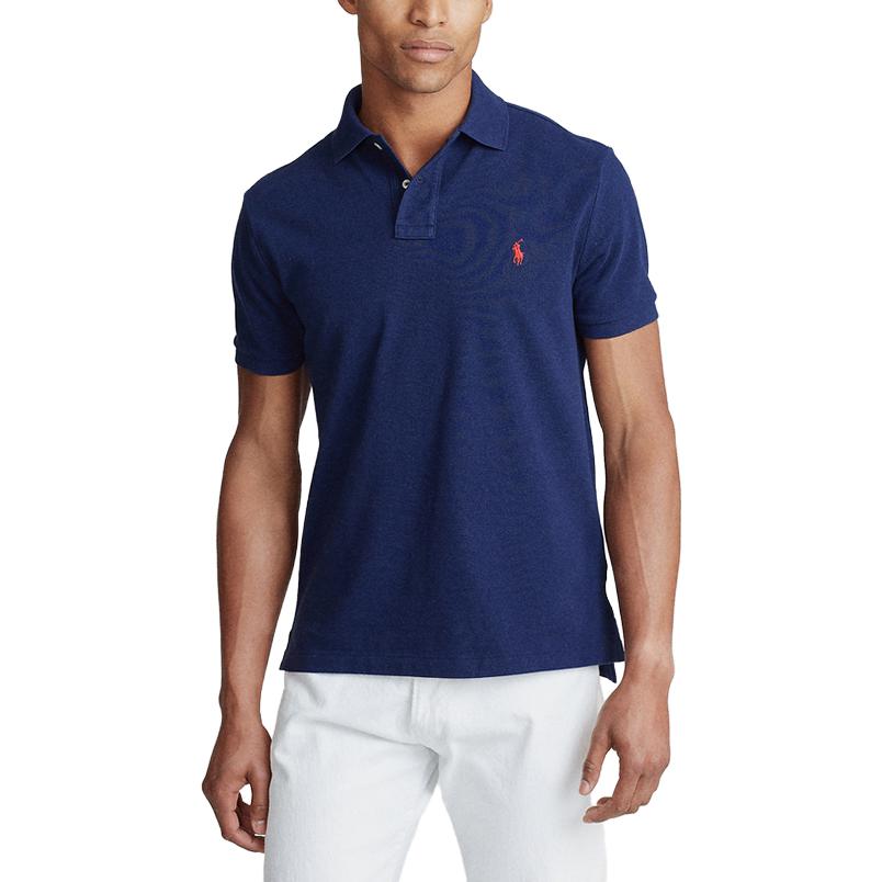 Polo Ralph Lauren Slim Fit Solid Logo Embroidered  Polo Shirt Blue MNPOKNI1N820345-400 圖 3