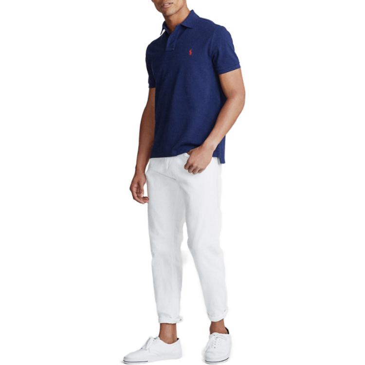 Polo Ralph Lauren Slim Fit Solid Logo Embroidered  Polo Shirt Blue MNPOKNI1N820345-400 圖 5