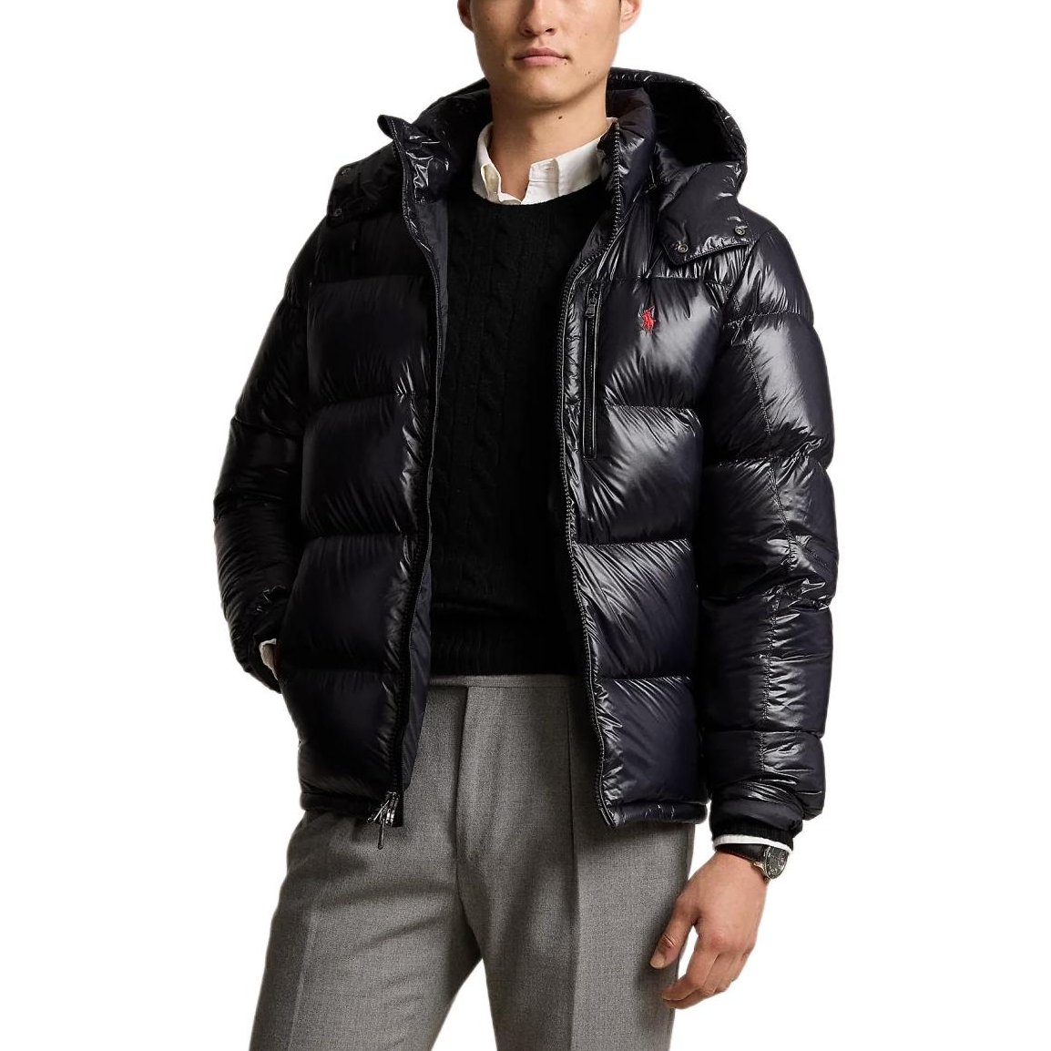 Lookbook ポロ ラルフローレン スモールポニー 刺繍 シャイニー パファージャケット ブラック MNPOOTW16021456-001